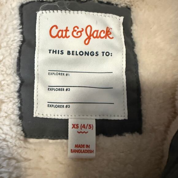 NWT Cat & Jack Parka Jacket Kids Faux Fur Hood Warm Winter Coat Flawed XS 4/5 - Picture 5 of 9